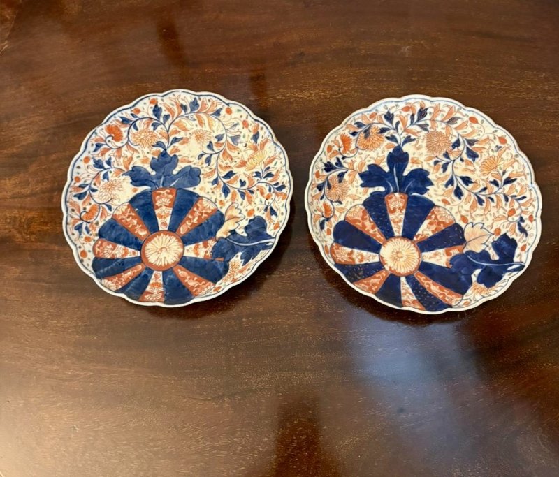 Antique Pair of Japanese Imari Plates